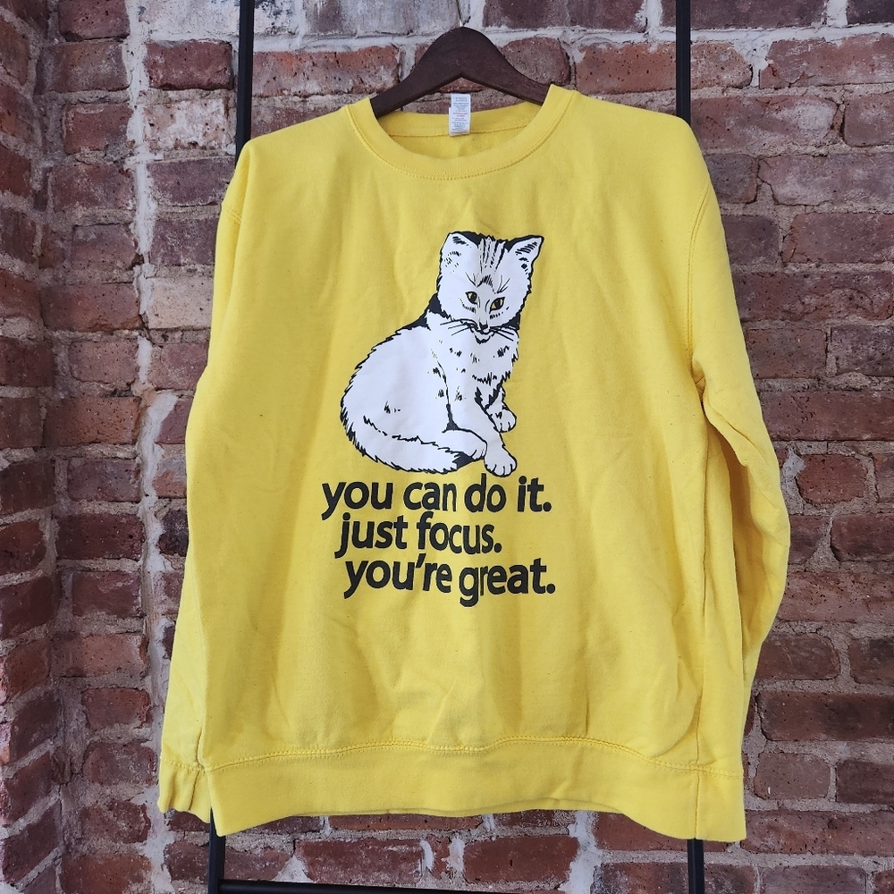 Yellow Motivating Cat Sweatshirt